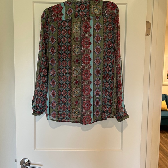 Kut from the cloth Womens Multi paisley print button down long sleeve shirt Sz L - Picture 2 of 3